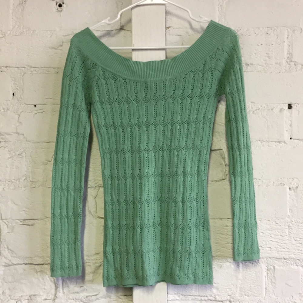 Mint Green Fitted Scoop Neck Knit Sweater